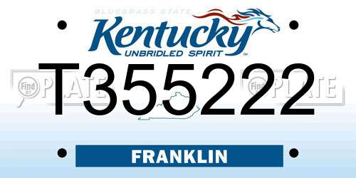 T355222 Kentucky License Plate