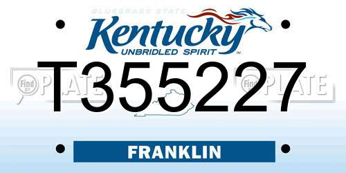 T355227 Kentucky License Plate