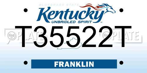 T35522T Kentucky License Plate