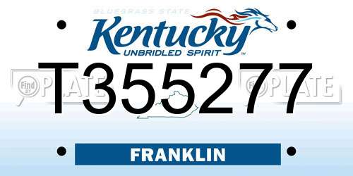 T355277 Kentucky License Plate