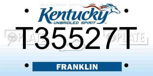 T35527T Kentucky License Plate