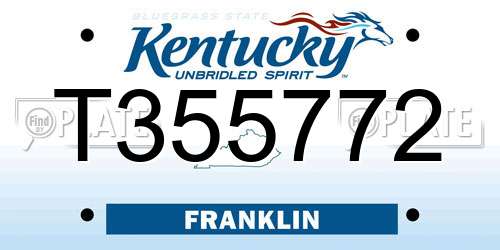 T355772 Kentucky License Plate