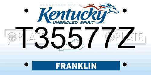 T35577Z Kentucky License Plate