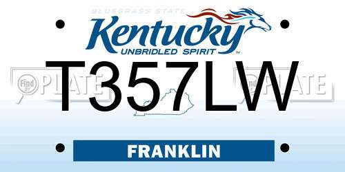 T357LW Kentucky License Plate