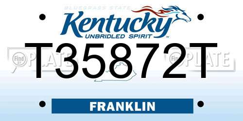 T35872T Kentucky License Plate