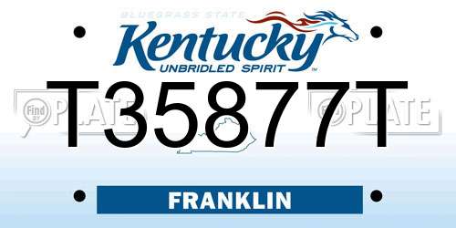 T35877T Kentucky License Plate