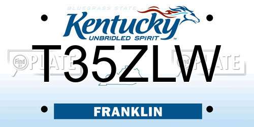 T35ZLW Kentucky License Plate