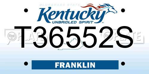 T36552S Kentucky License Plate