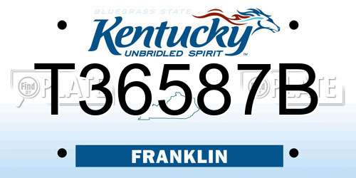 T36587B Kentucky License Plate