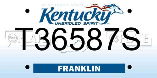 T36587S Kentucky License Plate