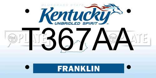 T367AA Kentucky License Plate