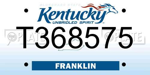 T368575 Kentucky License Plate