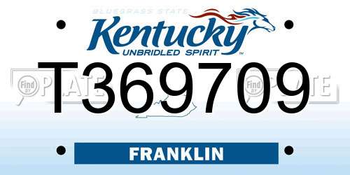T369709 Kentucky License Plate