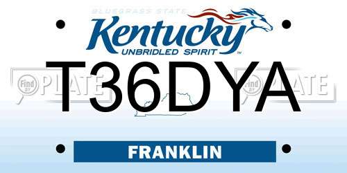 T36DYA Kentucky License Plate