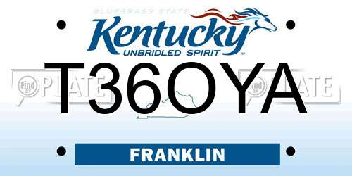 T36OYA Kentucky License Plate