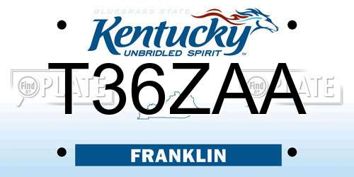 T36ZAA Kentucky License Plate