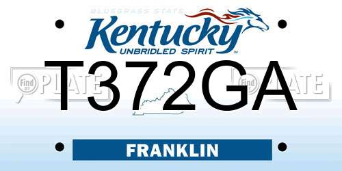 T372GA Kentucky License Plate