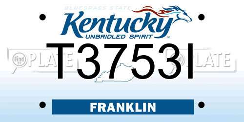 T3753I Kentucky License Plate