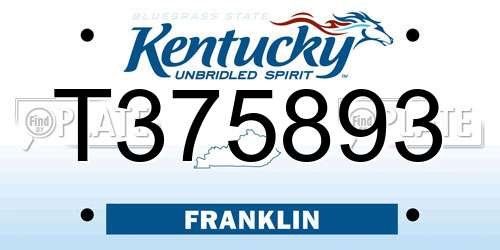 T375893 Kentucky License Plate