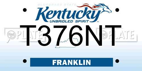 T376NT Kentucky License Plate