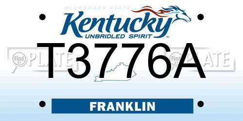 T3776A Kentucky License Plate