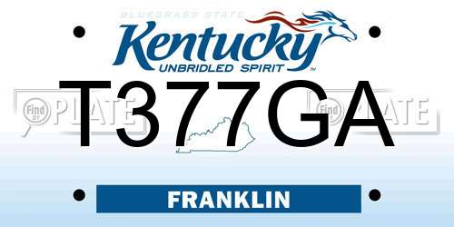 T377GA Kentucky License Plate