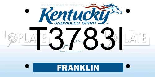 T3783I Kentucky License Plate