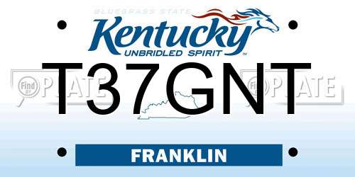 T37GNT Kentucky License Plate