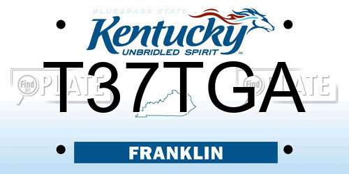 T37TGA Kentucky License Plate