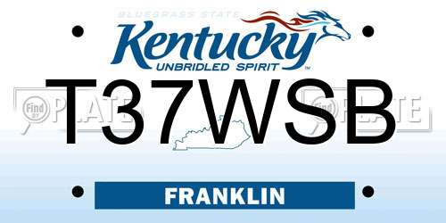 T37WSB Kentucky License Plate