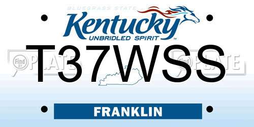 T37WSS Kentucky License Plate