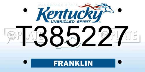 T385227 Kentucky License Plate