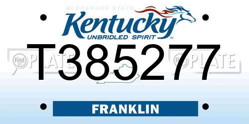 T385277 Kentucky License Plate
