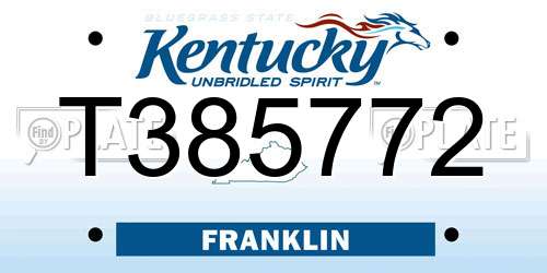 T385772 Kentucky License Plate