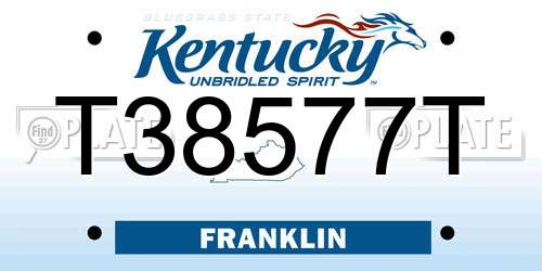T38577T Kentucky License Plate