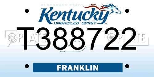 T388722 Kentucky License Plate