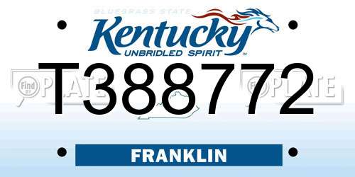 T388772 Kentucky License Plate