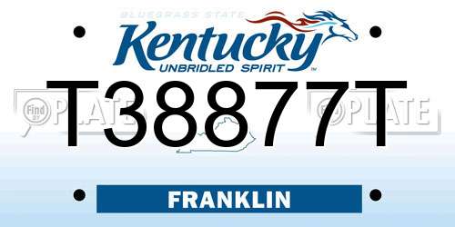 T38877T Kentucky License Plate