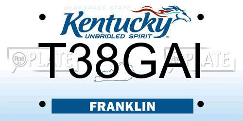 T38GAI Kentucky License Plate
