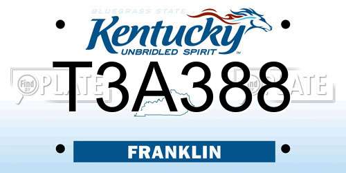 T3A388 Kentucky License Plate