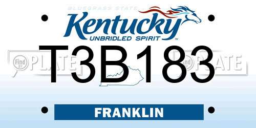 T3B183 Kentucky License Plate