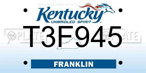 T3F945 Kentucky License Plate