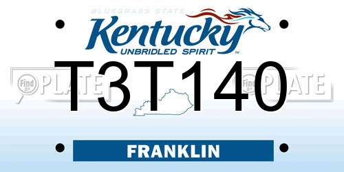 T3T140 Kentucky License Plate