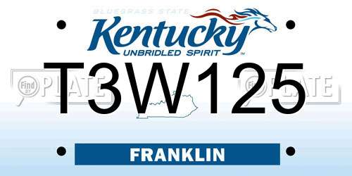 T3W125 Kentucky License Plate