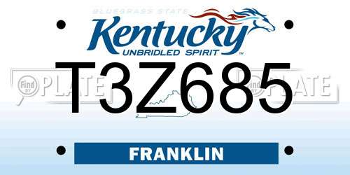 T3Z685 Kentucky License Plate