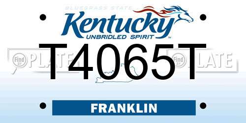 T4065T Kentucky License Plate