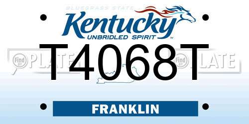 T4068T Kentucky License Plate