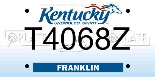 T4068Z Kentucky License Plate