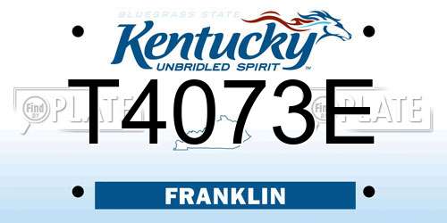 T4073E Kentucky License Plate