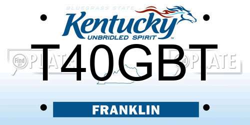 T40GBT Kentucky License Plate